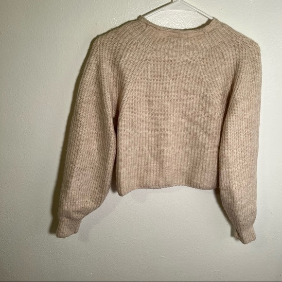 Topshop Ribbed Cropped Crew Neck Knitted Sweater Nude - Picture 8 of 12